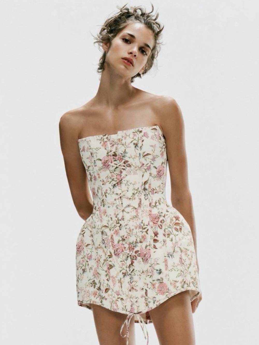 Zara corset Strapless Floral Mini